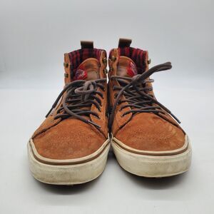 Vans Sk8 Hi All Weather MTE Boots M 12 Ginger Brown Buffalo Plaid Flannel